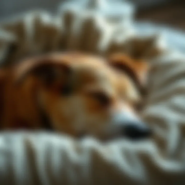 A serene sleeping dog in a cozy bed