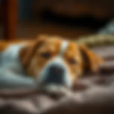 A dog waking up from a nap