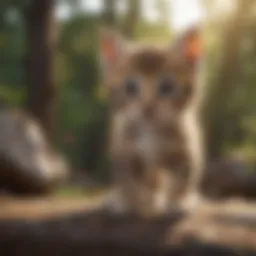 A playful kitten exploring its surroundings, showcasing its youthful curiosity.