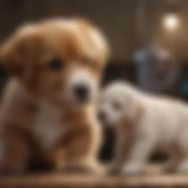 Veterinarian examining a puppy