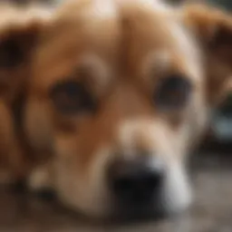 A dog resting with heavy breathing