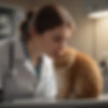 Veterinarian examining a cat in a clinic