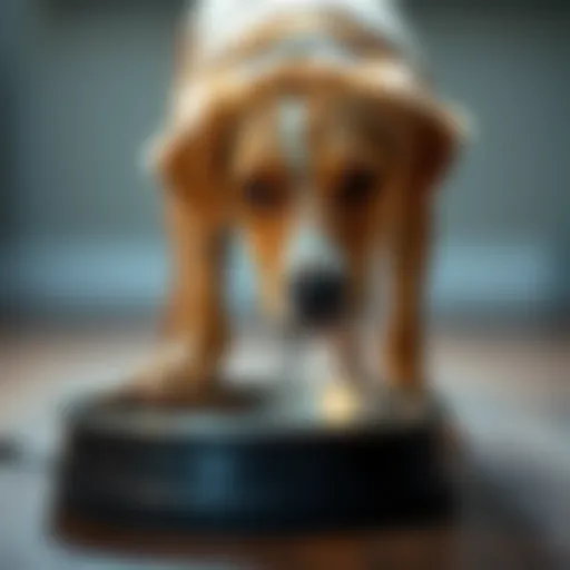 A healthy dog drinking water from a bowl