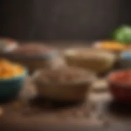 Colorful bowls filled with fresh dog food showcasing variety and nutrition.