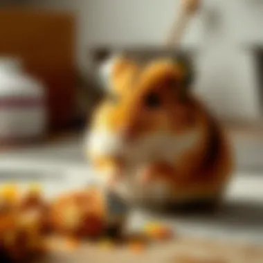 A concerned hamster sitting beside untouched food