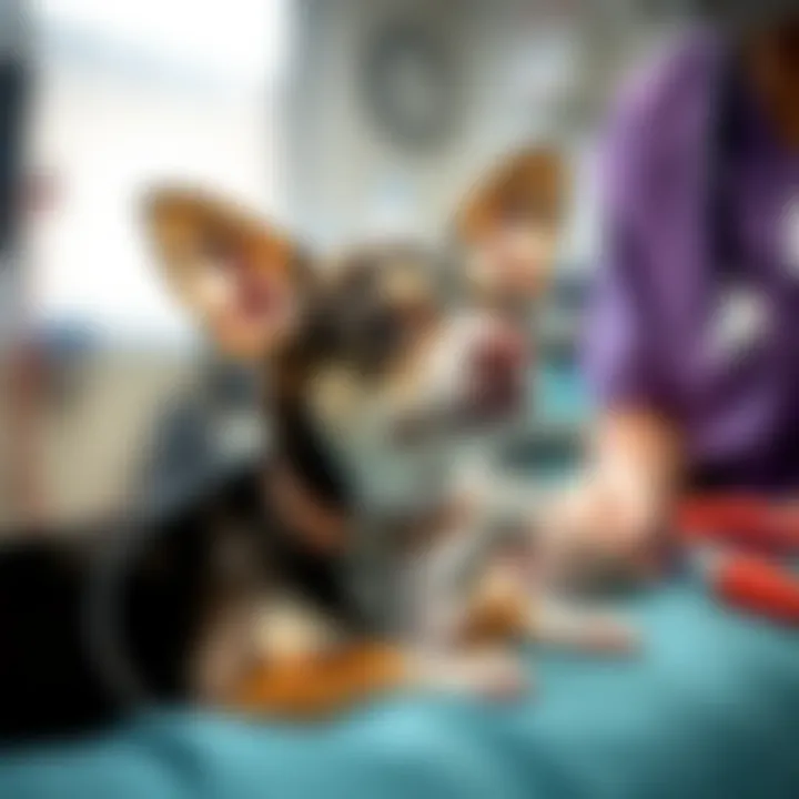 A Chihuahua receiving treatment at a veterinary clinic