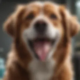 Dog enjoying a teeth-cleaning session