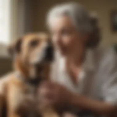 Heartwarming photo of an older dog being cared for by a loving owner