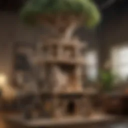 A luxurious large cat tree featuring multiple levels and cozy hideaways