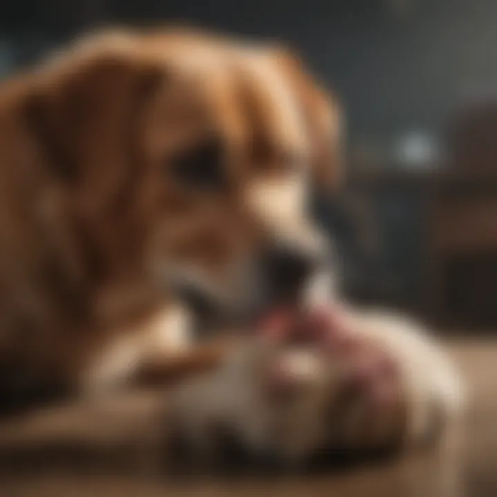 Dog with paw being examined