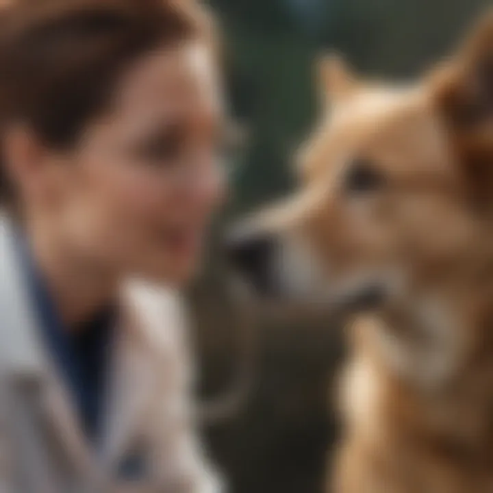 Dog owner and veterinarian discussing treatment