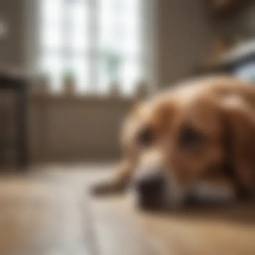 A dog experiencing a mini seizure in a calm indoor environment