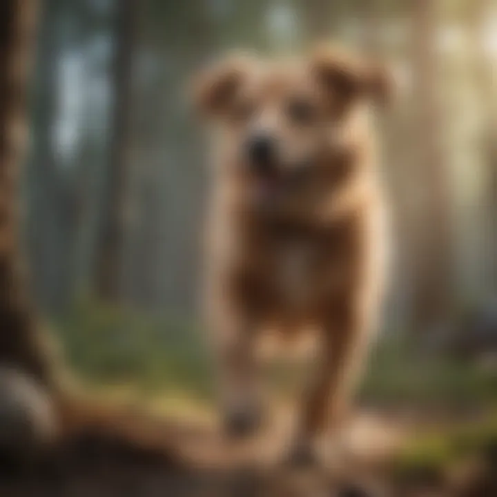 A healthy dog playing outdoors