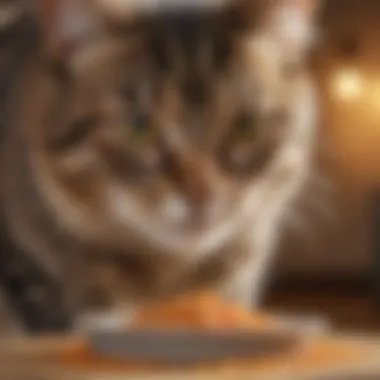 Close-up view of a cat enjoying food from a multi-day feeder.