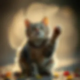 Neutered male cat displaying spraying behavior
