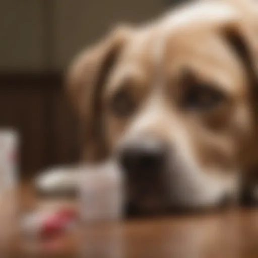 A dog receiving medication