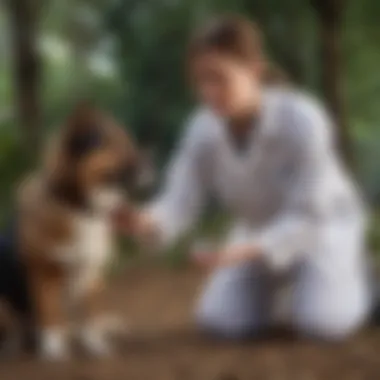 Veterinarian examining dog