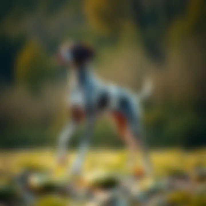A pointer dog showcasing its athletic build in a natural setting