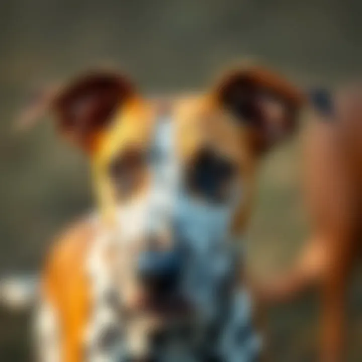 Close-up of a pointer dog's distinctive coat patterns and colors