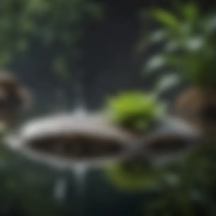 Close-up of a pond air stone creating bubbles in a clear aquatic environment