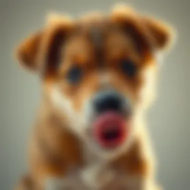 Puppy displaying different emotions while licking