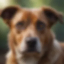 A worried dog with an anxious expression