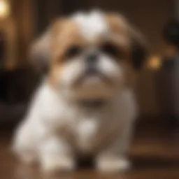 A Shih Tzu dog sitting gracefully, showcasing its luxurious coat and charming demeanor