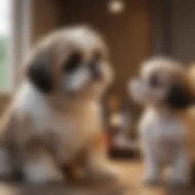 Shih Tzu interacting with a child