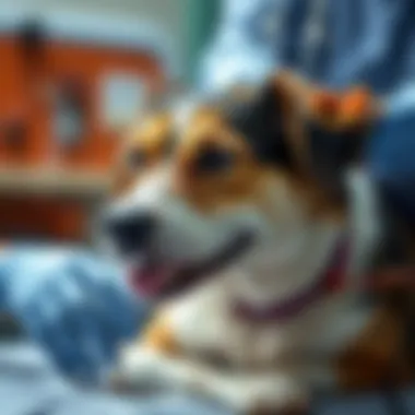 A dog receiving subcutaneous fluid therapy