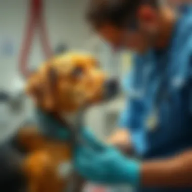 Veterinary Examination for Urinary Issues Veterinarian examining a male dog for urinary issues
