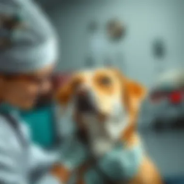 Veterinarian examining a dog