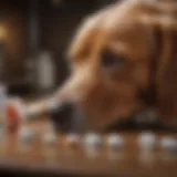 Dog receiving medication with care