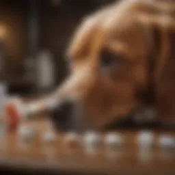 Dog receiving medication with care