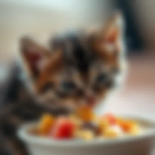 Kitten Relishing Wet Food Close-up of a kitten enjoying wet food