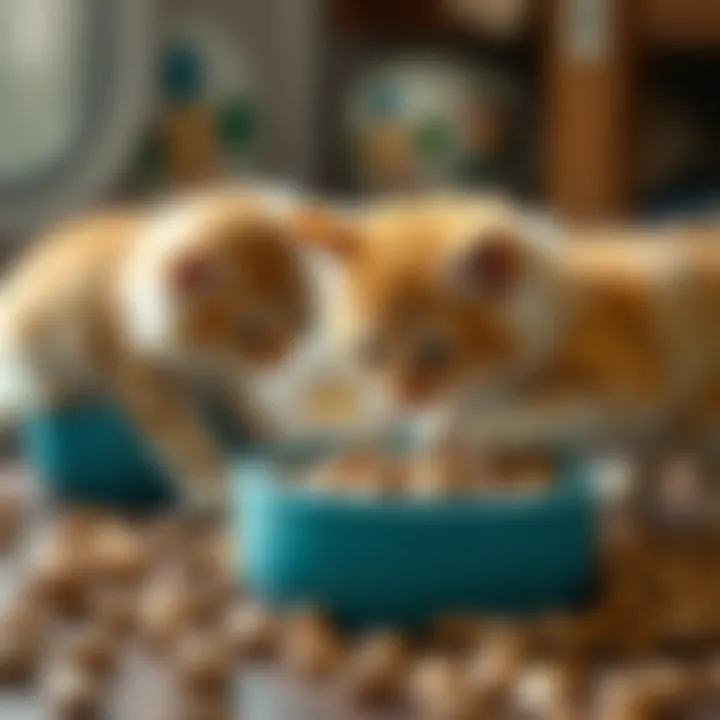 Kittens Discovering Their Meals Kittens exploring their food bowls