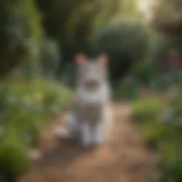 A serene garden with a missing cat poster