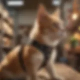 A variety of harness styles for pets displayed in a pet store