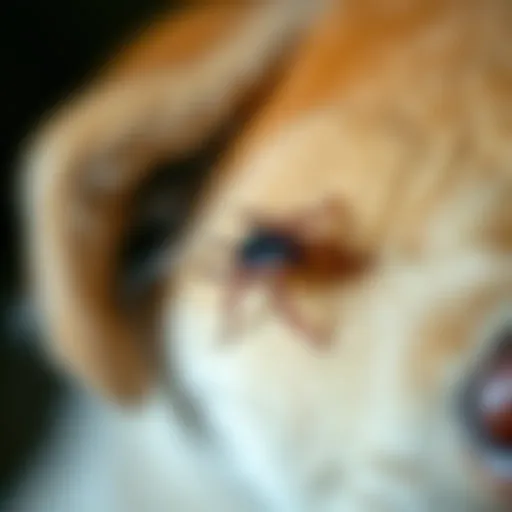 Tick Infestation in Dogs Close-up of a dog with a tick on its fur