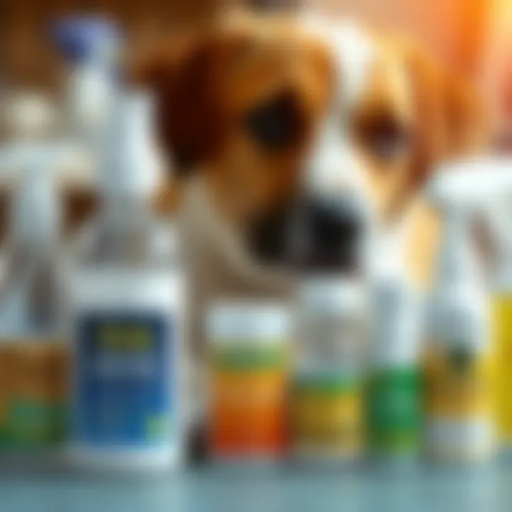 Display of various tick preventive treatments