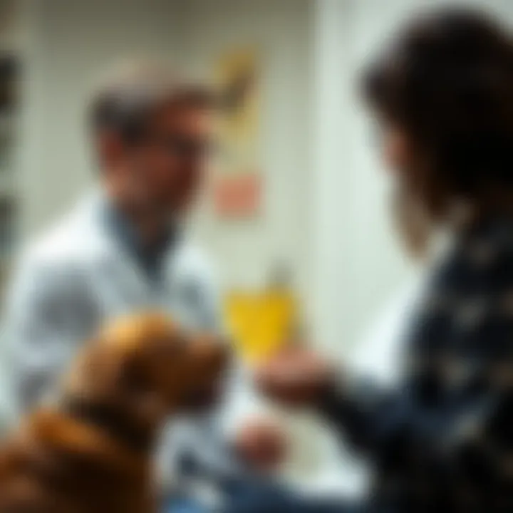 Veterinarian discussing tick treatments with a pet owner