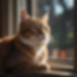 A curious cat looking out the window