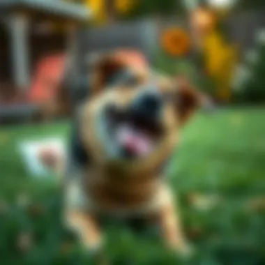 A happy dog playing in a yard after dietary adjustments.