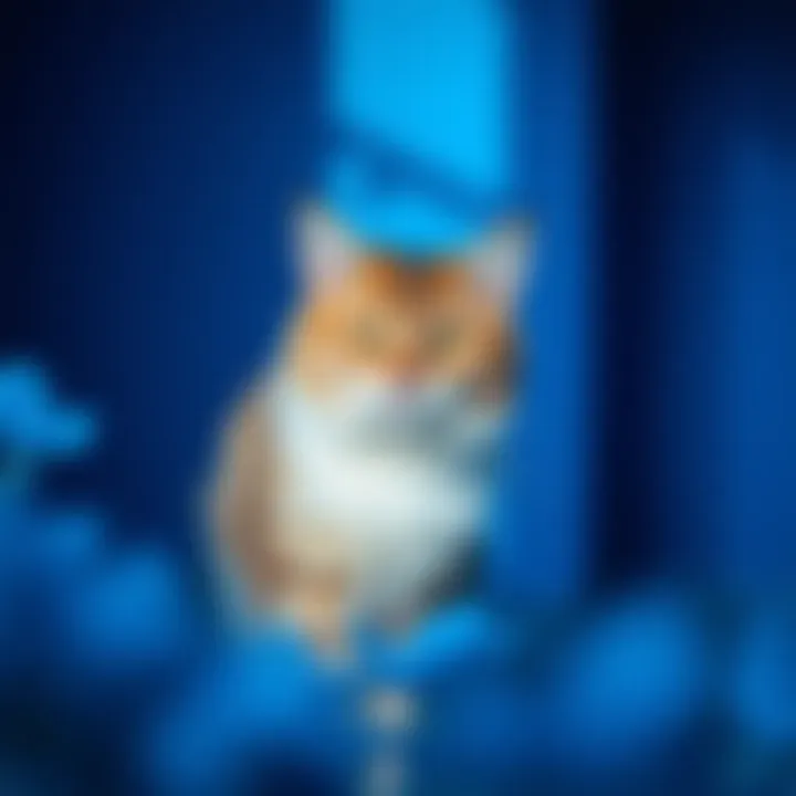 Cat in a blue enriched environment