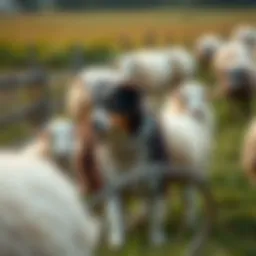 A border collie herding sheep on a farm