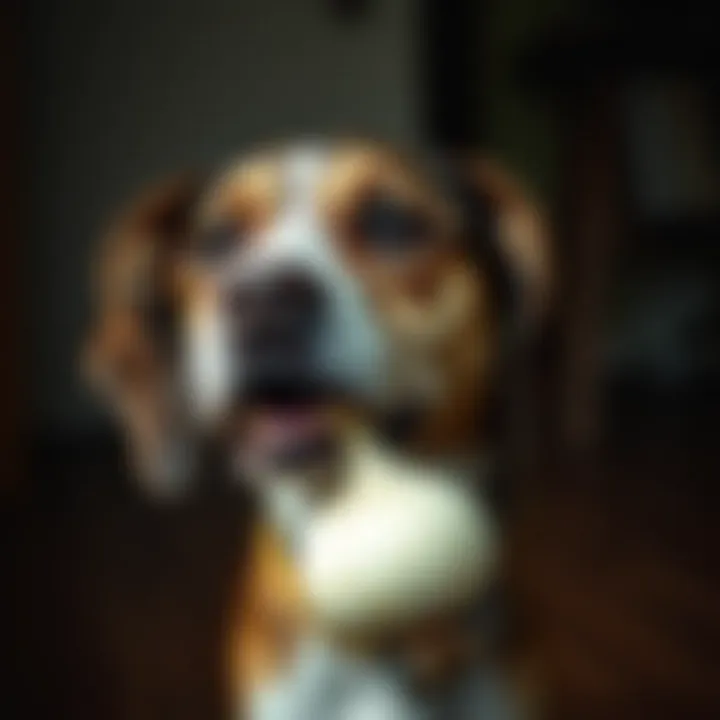 Dog displaying signs of distress due to onion ingestion