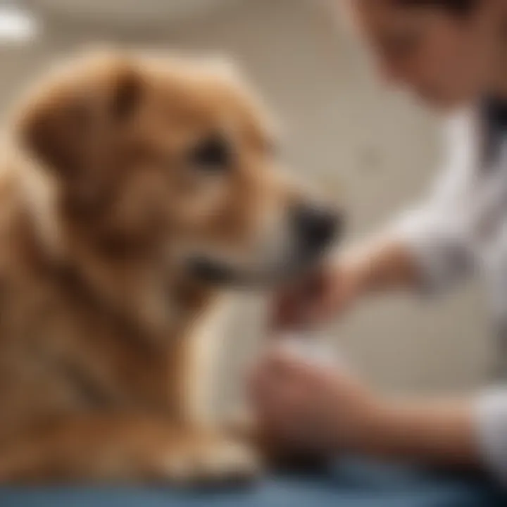 Veterinarian examining a dog with patellar luxation