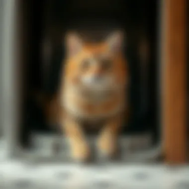 Cat Comfort in a Narrow Litter Box Illustration of a cat using a narrow litter box