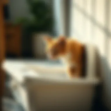 Maintenance of a Narrow Litter Box Demonstrating the ease of cleaning a narrow litter box