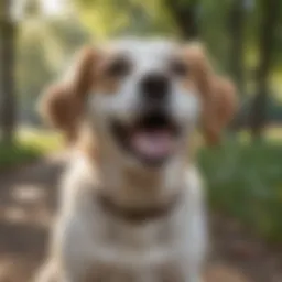 Dog barking in a park environment