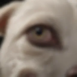 Close-up of a dog showing signs of white worm infestation.